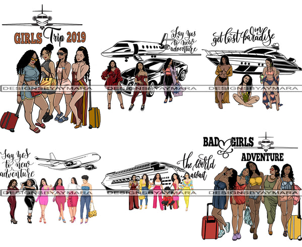Bundle 6 Ladies Trip Getaway PNG File For Print Not For Cutting