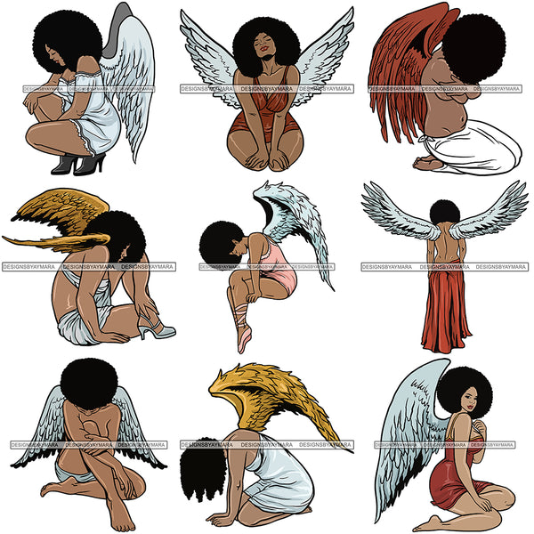 Bundle 9 Afro Angels Woman SVG Cutting Files For Silhouette and Cricut