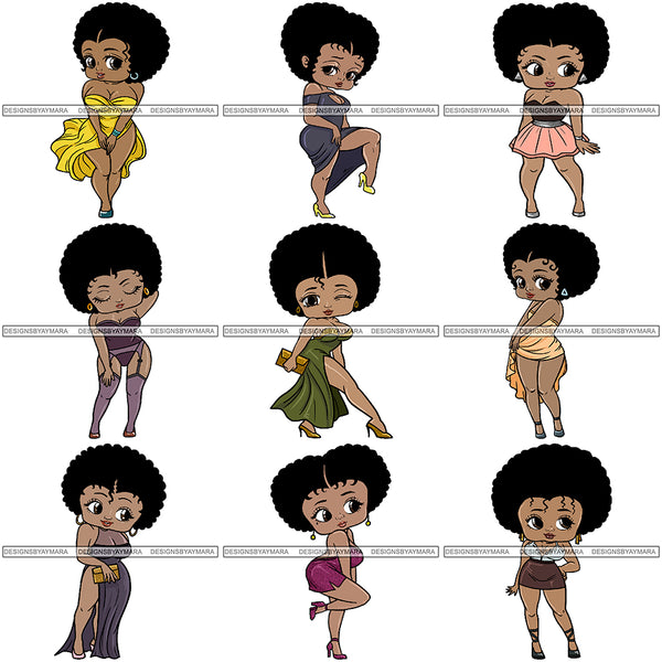 Bundle 9 Afro Sexy Queen Betty PNG Print Files Not For Cutting