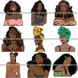 Bundle 9 Afro Latina Woman SVG Cutting Files For Silhouette Cricut and More