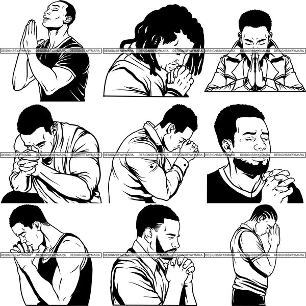 Bundle 9 Man Praying God SVG Cut Files For Silhouette ans Cricut