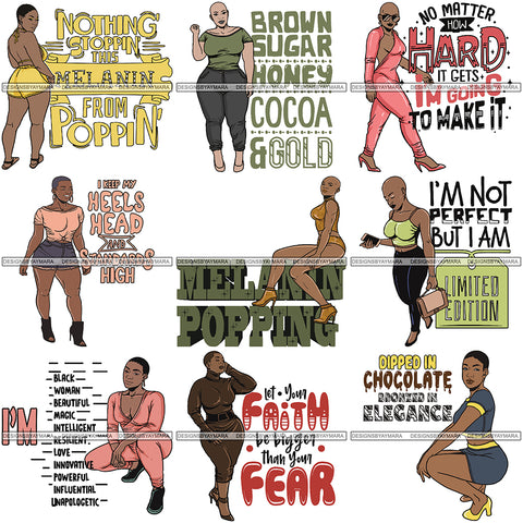 Bundle 9 Melanin Bald Short Hairstyle Queen Goddess Nubian .SVG Cut Layered Files For Silhouette and Cricut and Much More