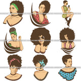 Bundle 9 Afro Lady Queen Goddess Melanin Nubian .PNG Print Files Not For Cutting