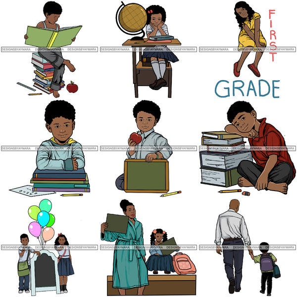 Bundle 9 Back to School Kid Student Education Supplies .PNG Print File Not For Cutting