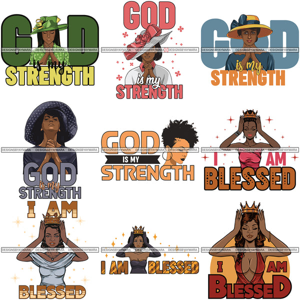 Bundle 9 Afro Melanin Popping Blessed Life Quotes SVG Cutting Files For Silhouette Cricut and More