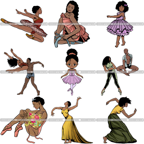 Bundle 9 Afro Black Ballerina Woman Ballet Dancer .PNG Print File Not For Cutting
