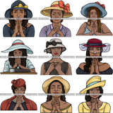 Bundle 9 Afro Woman Praying PNG Files For Print