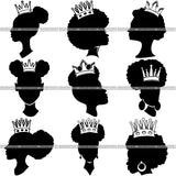 Bundle 9 Black Afro Queen Silhouette Style SVG Cut Files