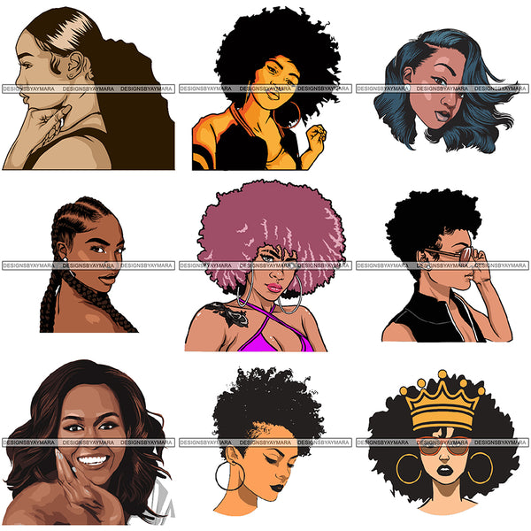 Special Bundle 9 Afro Woman SVG Melanin Cutting Files For Cricut Silhouette and More