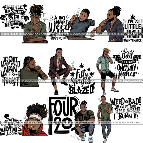 Bundle 9 Man Smoking Weed Blunt Cannabis Medical Marijuana Mary Jane Pot Stone High Life Smoker Smoking Smoke 420 Drug PNG Print File Not For Cuttingcut