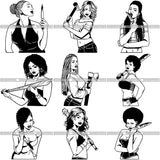 Bundle 9 Afro Black Woman Halloween SVG Cutting Files For Silhouette Cricut and More