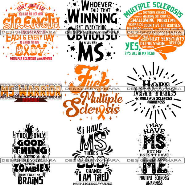 Bundle 10 Multiple Sclerosis Awareness SVG Quotes Cut Files For Silhouette and Cricut