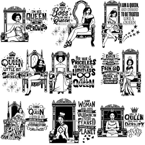 Bundle 9 Afro Queen Goddess Melanin Nubian Glamour .SVG Cutting Files For Silhouette and Cricut