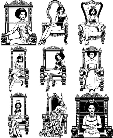 Bundle 9 Afro Queen Goddess Melanin Nubian Glamour .SVG Cutting Files For Silhouette and Cricut