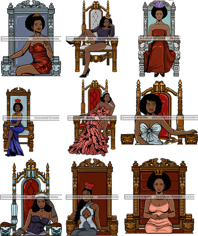 Bundle 9 Afro Queen Goddess Melanin Nubian Glamour .PNG Files For Print Not For Cutting