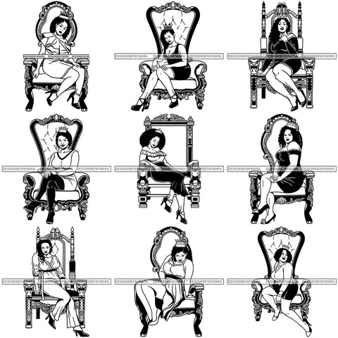 Bundle 9 Afro Queen Goddess Melanin Nubian Glamour .SVG Cutting Files For Silhouette and Cricut