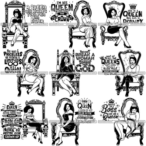Bundle 9 Afro Queen Goddess Melanin Nubian Glamour .SVG Cutting Files For Silhouette and Cricut