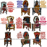Bundle 9 Afro Queen Goddess Melanin Nubian Glamour .PNG Print Files Not For Cutting