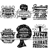 Bundle 6 Juneteenth SVG Quotes Cut Files For Silhouette and Cricut