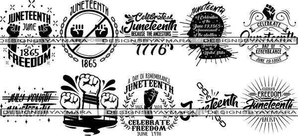 Bundle 10 Juneteenth SVG Quotes Cut Files For Silhouette and Cricut