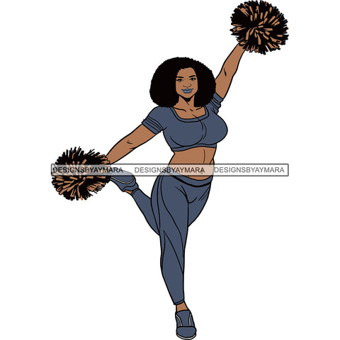 Afro Cheerleader Woman SVG Cutting Files For Silhouette Cricut and More