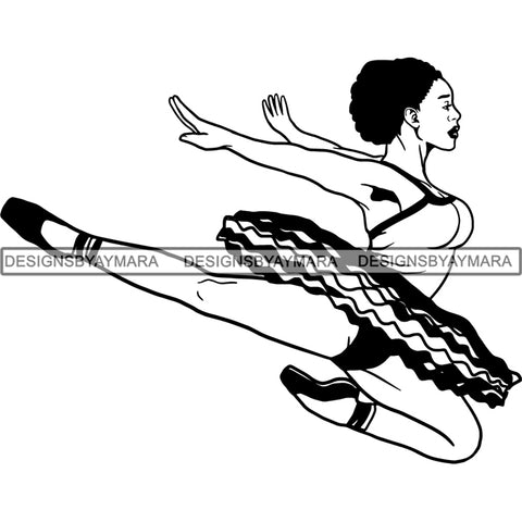Afro Black Ballerina Woman Ballet Dancer .SVG Cut Files For Silhouette and Cricut