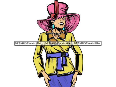 Classy Church Lady Black Woman SVG African American Ethnicity Fabulous Glamorous Old school Hat SVG Cutting Files