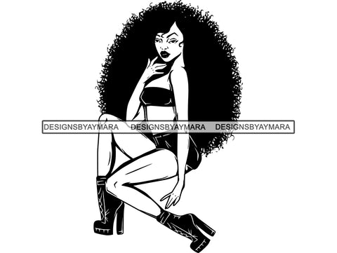 Afro Woman SVG Nubian Beauty Salon Make Up Fashion Model Queen Diva Classy Lady Princess  .SVG .EPS .PNG Vector Clipart Cricut Circuit Cut Cutting