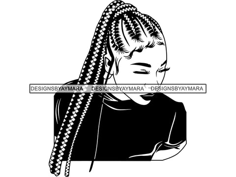 Afro Woman SVG Braids Dreads Hairstyle Nubian Melanin Black Queen African American Ethnicity .JPG .EPS .PNG Vector Clipart Cricut Circuit Cut Cutting