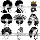 Special Bundle 9 Afro Super Beautiful Woman Goddess Diva Classy Lady .SVG Cut Files For Silhouette and Cricut