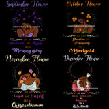 Bundle 12 Birthday Flowers Girls African American Woman Melanin Nubian Afro Hairstyle JPG PNG Files For Silhouette Cricut and More