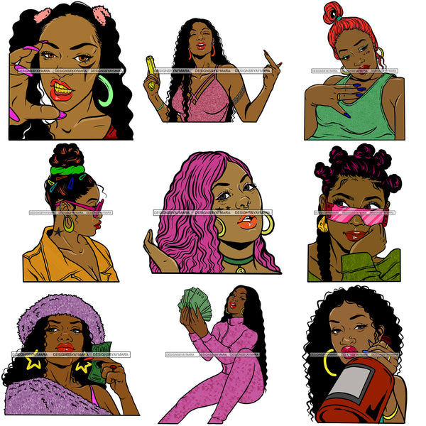 Bundle Of The Century 100 Afro Bad Ass Street Urban Goddess Hustle Woman Money Maker .SVG Cutting Files For Silhouette and Cricut and More!