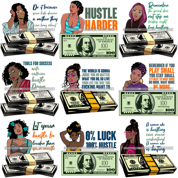 Bundle Of The Century 100 Afro Bad Ass Street Urban Goddess Hustle Woman Money Maker .SVG Cutting Files For Silhouette and Cricut and More!