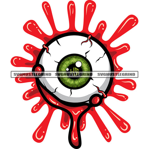 Eyeball In The Blood Stock Vector White Background Blood Dripping Design Element Devil Evil Eye Horror SVG JPG PNG Vector Clipart Cricut Cutting Files