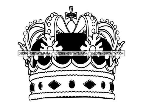 Crown Headwear Royalty Queen Royal Person King Authority Coronation Diadem Gold Jewelry .PNG .SVG Clipart Vector Cricut Cut Cutting
