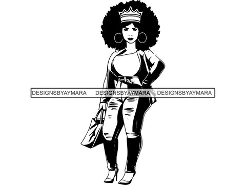 Afro Beautiful Black Woman SVG African American Ethnicity Afro Puffy Hairstyle Beauty Salon Queen Diva Classy Lady  .SVG .EPS .PNG Vector Clipart Digital Cricut Circuit Cut Cutting