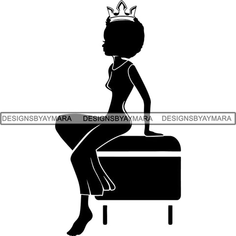 Black Afro Queen Silhouette Style SVG Cut Files
