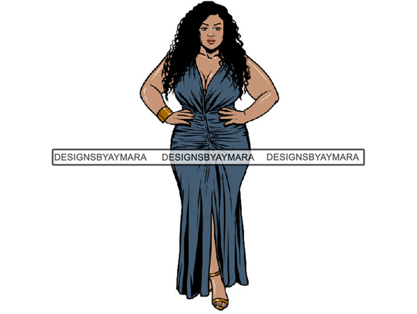 Afro Thick BBW Woman African American Ethnicity Queen Diva Classy Lady Beautiful Big And Bougie  PNG JPG EPS Vector Clipart