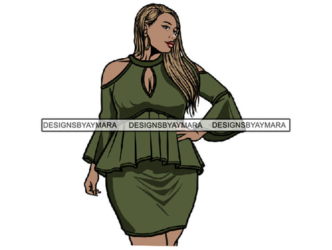 Afro Thick BBW Woman African American Ethnicity Queen Diva Classy Lady Beautiful Big And Bougie  PNG JPG EPS Vector Clipart