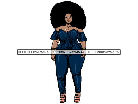 Afro Thick BBW Woman African American Ethnicity Queen Diva Classy Lady Beautiful Big And Bougie  PNG JPG EPS Vector Clipart