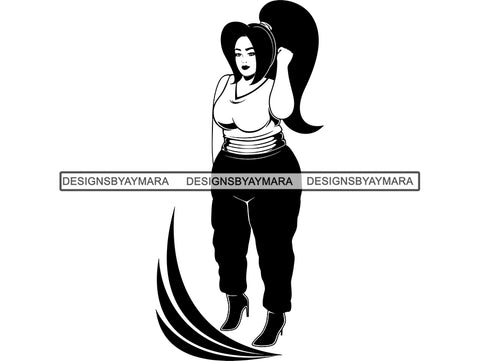 Afro Beautiful Black Woman SVG BBW Big And Bougie Queen Diva Classy Lady  .SVG .EPS .PNG Vector Clipart Silhouette Cricut Circuit Cut Cutting
