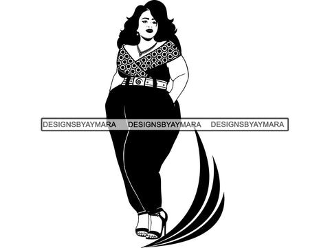 Afro Beautiful Black Woman SVG BBW Big And Bougie Queen Diva Classy Lady  .SVG .EPS .PNG Vector Clipart Silhouette Cricut Circuit Cut Cutting