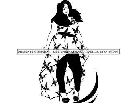 Afro Beautiful Big Woman SVG BBW Big And Bougie Queen Diva Classy Lady  .SVG .EPS .PNG Vector Clipart Silhouette Cricut Circuit Cut Cutting
