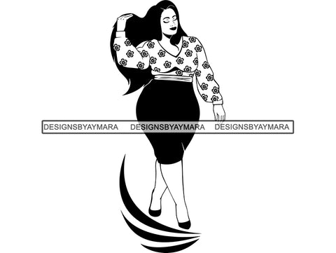 Afro Beautiful Big Woman SVG BBW Big And Bougie Queen Diva Classy Lady  .SVG .EPS .PNG Vector Clipart Silhouette Cricut Circuit Cut Cutting