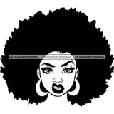 Afro Woman Afro Hairstyle Sassy Mouth Black And White Earrings SVG Cutting Vector Files Artwork for Cricut Silhouette And More