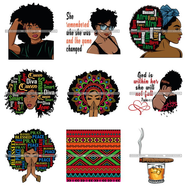 Bundle 9 Hot Selling Designs Boss Lady Black Woman Nubian Melanin Popping  SVG Cutting Files For Silhouette Cricut and More