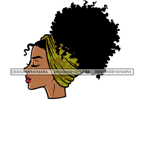 Melanin Woman Wearing Green Headband Hair wrap Turban African American Woman   PNG JPG Cutting Designs