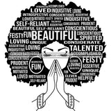 Afro Woman Praying Hair Quotes Educated Smart Queen SVG Cutting Vector Files Cricut Silhouette Best Price!