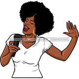 Black Female Singer In White Top Afro Singing   JPG PNG  Clipart Cricut Silhouette Cut Cutting