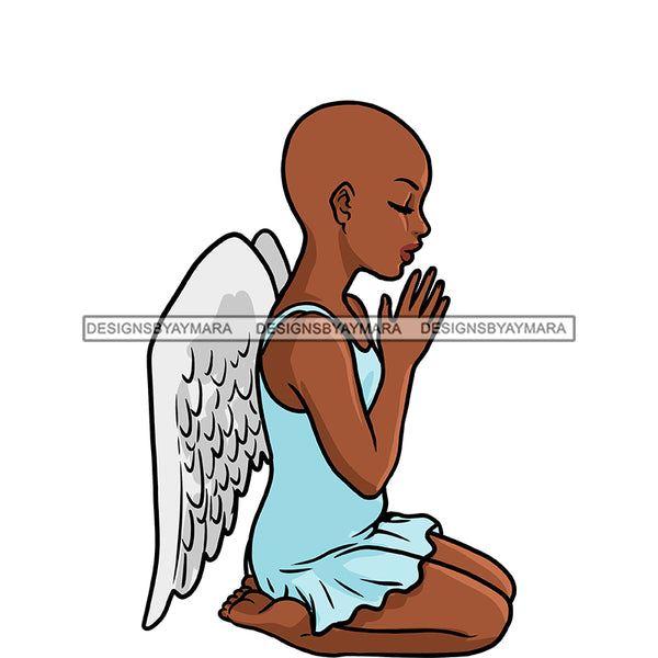 Bald Angel  Praying Blue Dress Wings   JPG PNG  Clipart Cricut Silhouette Cut Cutting
